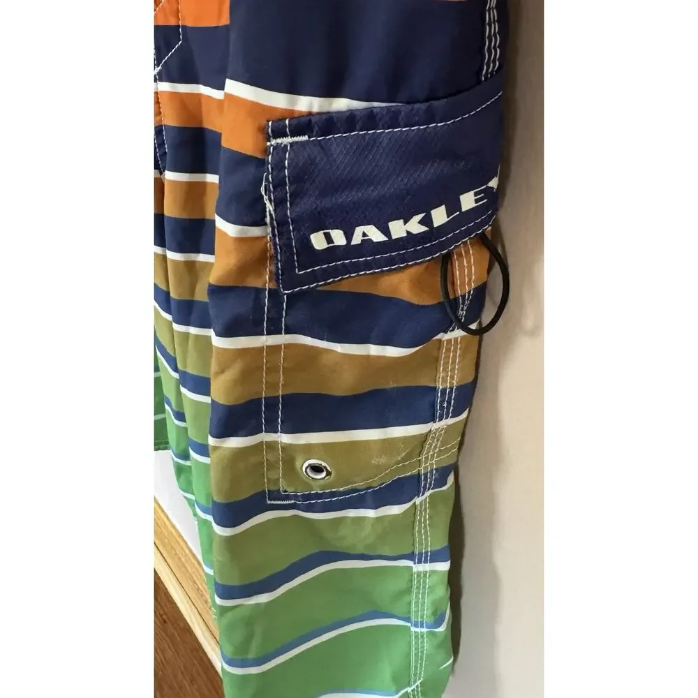 Oakley Board Shorts Green Mens 36 Swim Trunks Y2K
